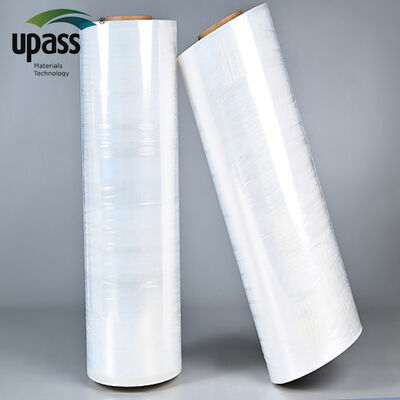 สินค้าอาหารเกรด LLDPE กันน้ํา ซุปเปอร์มาร์เก็ต Pallet Wrap stretch Film Soft Roll Cast PE Shrink Film การพิมพ์โลโก้ตามสั่ง สะดวกต่อสิ่งแวดล้อม