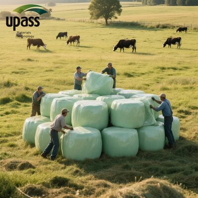 Silage Plastic Agricultural Film UV Protected Block Oxygen Bale Tuff White Hay Bale Wrapping Stretch Film Cutting Moisture / Water