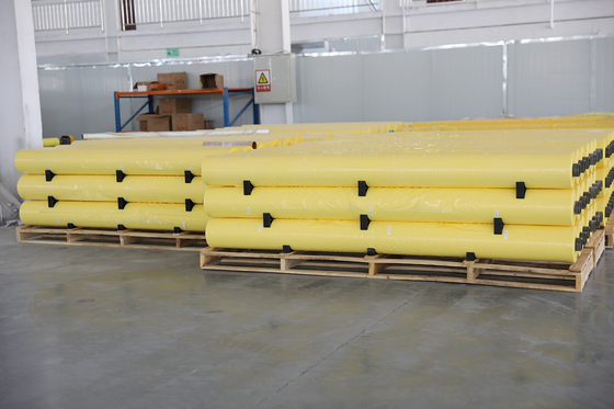 ภาพยนตร์สับ HDPE สีเหลืองขนาด 70um สําหรับเครื่องเก็บปูน CP770