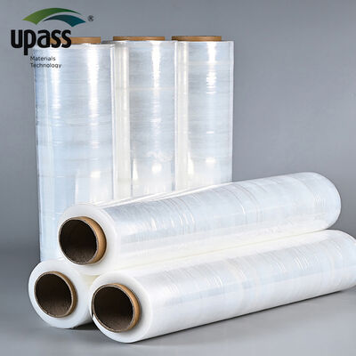 สินค้าอาหารเกรด LLDPE กันน้ํา ซุปเปอร์มาร์เก็ต Pallet Wrap stretch Film Soft Roll Cast PE Shrink Film การพิมพ์โลโก้ตามสั่ง สะดวกต่อสิ่งแวดล้อม